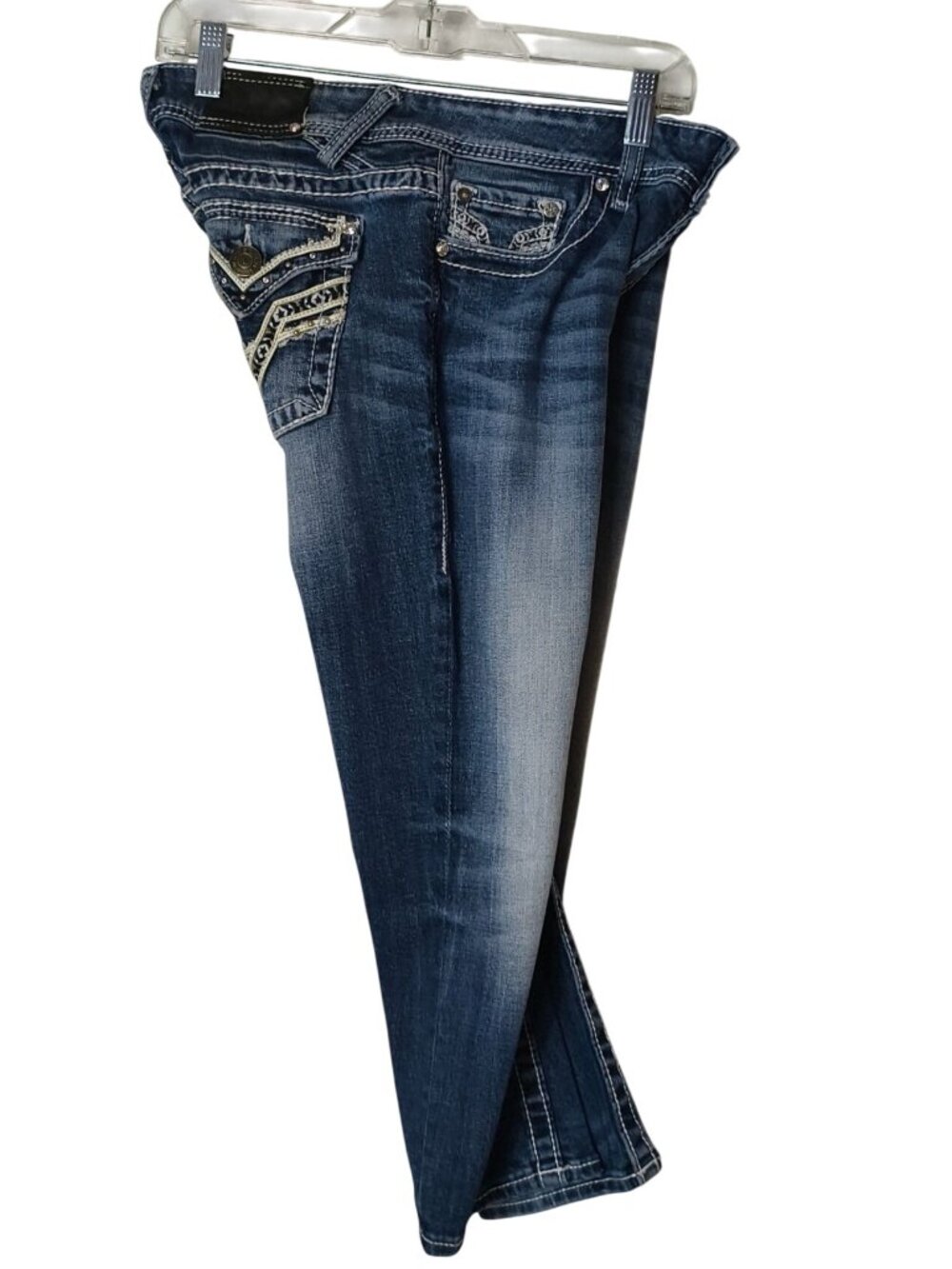 Vigoss Juniors 5 Capri Jeans Distressed Embroidered 21 Preppy Hip Grunge Urban - Picture 8 of 9